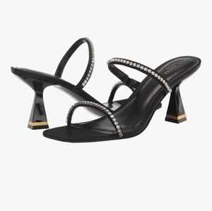 Ted Baker RINITA Diamante Satin Black Mule Heeled Sandal Size EU 39 (8.5)
